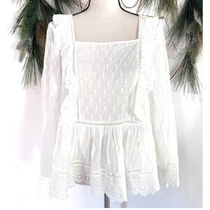 Anthropologie White Eyelet Lace Blouse